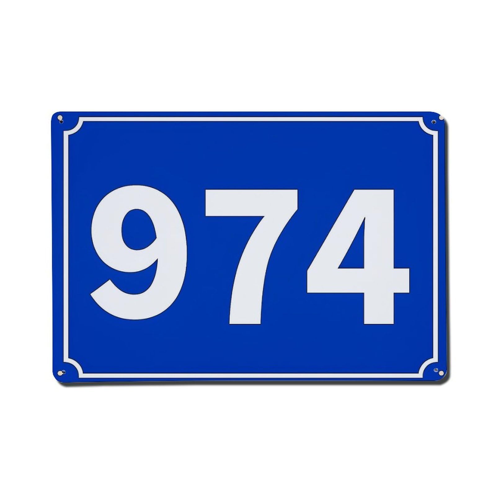 Blue Sign With White Numbers Metal Tin Sign Plaque