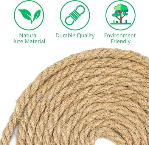 ZephyrCraft Cuerda de yute de 8 mm x 10 m – fuerte fibra natural cuerda de cáñamo para jardín, bricolaje, decoración, paquetes y camping – Cuerda de yute resistente, cordón, cuerda de paquete, cinta - imagen 3