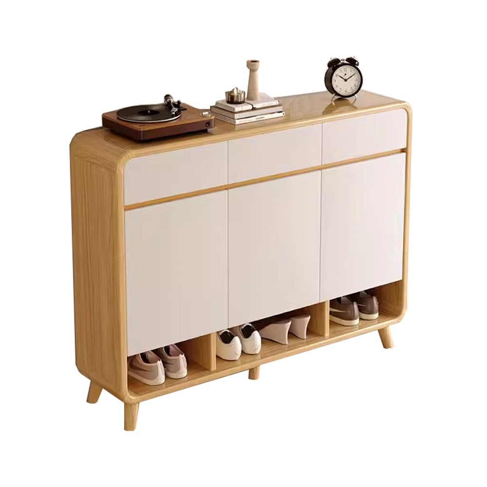 Aioneer 6 Tier Wooden Shoe Rack With Drawers Narrow Standing Storage Unit Ll Out Shelves Top Storage Perfect For Hallway And Entryway Nization,White 80×32×112Cm-White-120×32×112cm