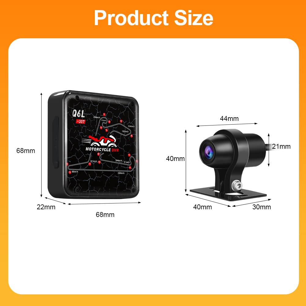 VSYSTO Dashcam Motorcycle, 140° Wide Angle Motorcycle Camera Front