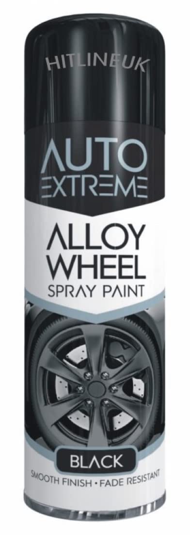 Hitlineuk Black Spray Paint, Alloy Wheel Paint - Wheel Paint 300Ml