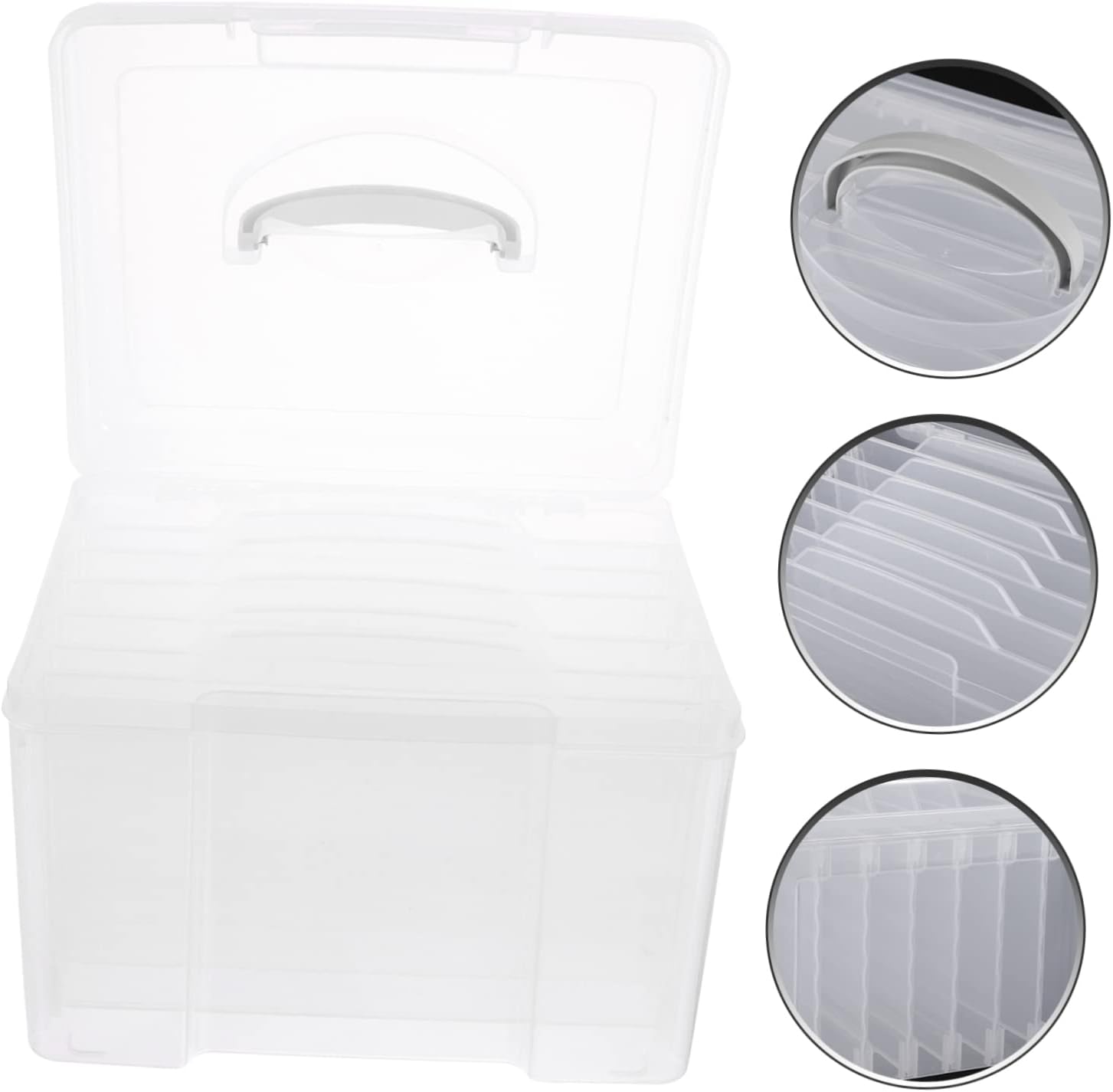 Photo Organizer Box Storage Box Divider Card Organizer Handle Portable Light Weight Plastic