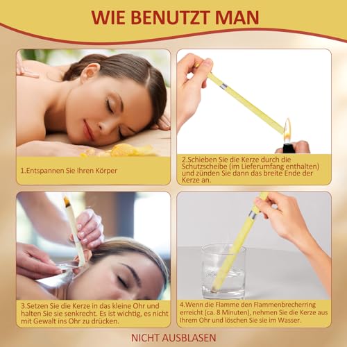 Ohrenkerzen, ohrenkerzen zur reinigung ohrenschmalz,ohrkerzen ear wax removal,ohrenschmalz entferner kerzen,ohrkerzen zur reinigung,bienenwachs 10 Stück mit 5 Schutzscheiben + 10 Wattestäbchen