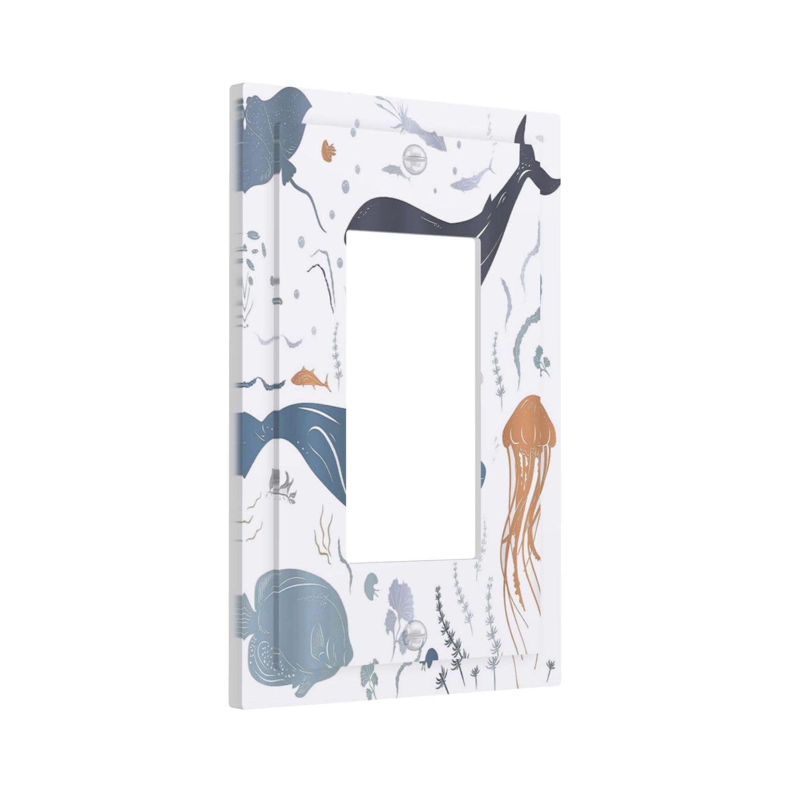Wpshijia Kids Sea Animal Decorative Single Rocker Light Switch Covers 1 Gang Outlet Cover Wall Plate Decorative GFCI Switchplate Faceplate for Nursery Kidsroom Bedroom Decor