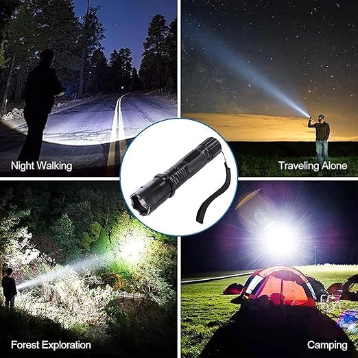 Image of Metal Alloy 1101 LED 2 in 1 Rechargeable Flashlight Torch for Outdoor Indoor Emergency| Portable Handheld Tactical Light | Super Bright Long Distance Beam