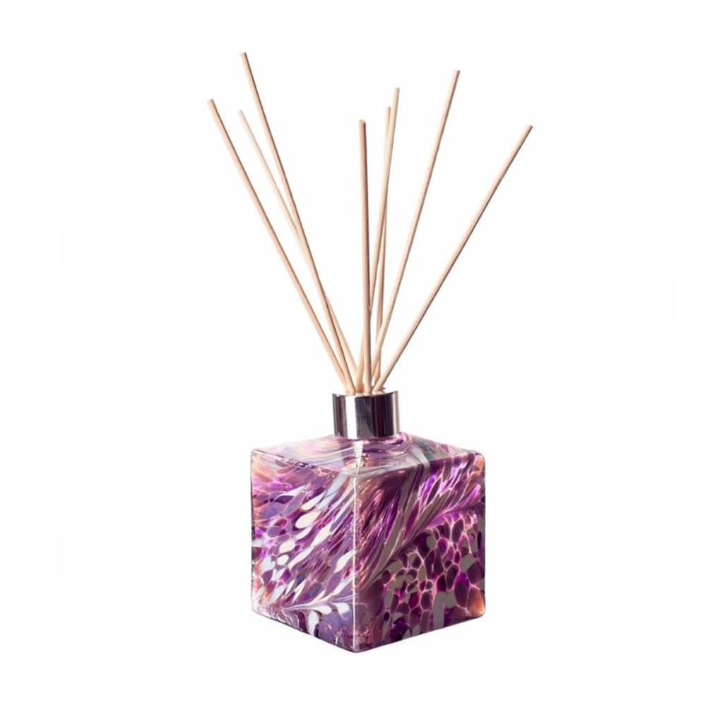 Amelia Art Glass Reed Diffuser Square - Violet & White
