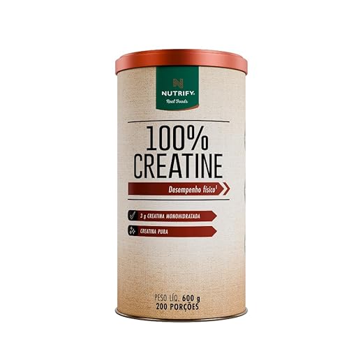 Nutrify - 100% Creatine 3g de Creatina por Dose - Suplemento Alimentar para Suporte Energético - Sem Glúten, Sem Lactose, Sem Açúcar, Vegana - Lata 600g
