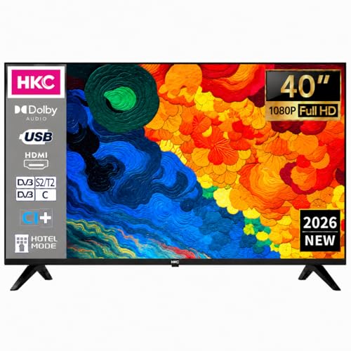 HKC H40Q1F-NS Téléviseur 40 Pouces (100 cm), Full HD LED TV avec Triple Tuner (DVB-T/T2-C-S/S2), Dolby Audio, HDMI, Lecteur...