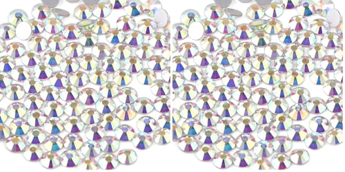 Image of Beadsland 1440pcs Flat Back Crystal Rhinestones Round Gems for Nail Art and Craft Glue Fix, CrystalAB, SS20, 4.6-4.8mm (Pack of 2)