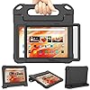 DJ&RPPQ Funda para tablet de 10 pulgadas para niños, a prueba de golpes, con protector de pantalla y soporte de asa, no compatible con TCL Nokia, color negro