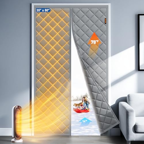 MAGZO Magnetic Winter Thermal Insulated Door Curtain Fits Door Size 35
