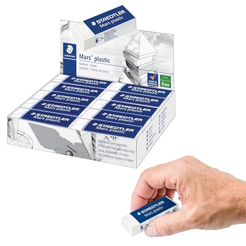 STAEDTLER Mars Plastic Vinyl Erasers (20-Pack), White Erasers for Clean & Precise Results - Latex-Free, Minimal Crumbling