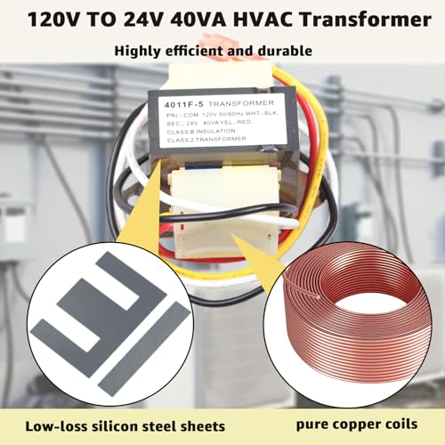 Image of Replacement 46-24124-06 HVAC Transformer 120V to 24V 40VA with 2Hole Mount is Compatible Basler Electric BE161640GDD 29M7101 4011F-5 HVAC Furnace Transformer Class 2 Control