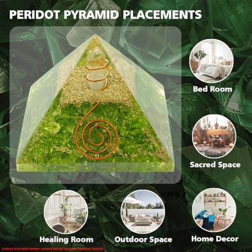 Image of Peridot Crystal Pyramid | 2 Inch | Positive Energy Generator | Reiki Healing Stone Pyramid | Meditation Energy Tool | Vastu Remedy | Home & Office Decorative Gift