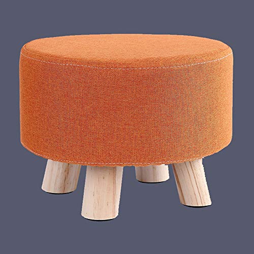 Tabouret de canapé orange avec repose-pieds bois massif design