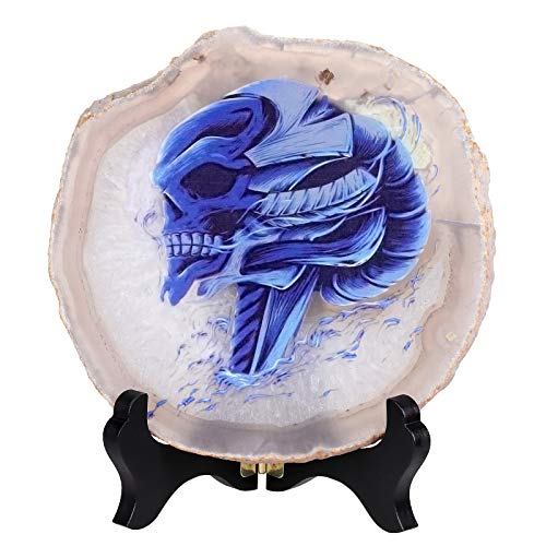 Tranche d'agate tête de mort bleue, le cadeau déco idéal pour la maison - 2