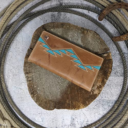 HOOEY Leather Men’s Western Rodeo Wallet (Aztec Inlay - Turquoise)4