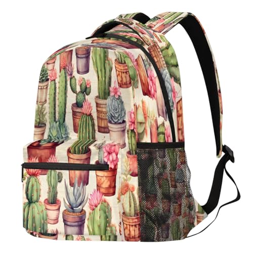 Sac à dos d'école motif cactus succulent 21L pour ordinateur et voyage