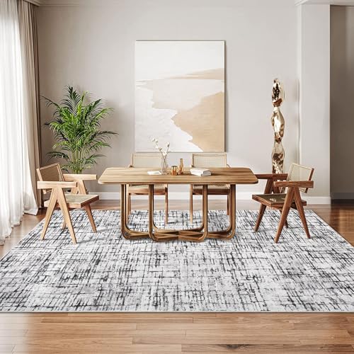 COZYLOOM Living Room Rug 6x9 Rug Washable Rug for Bedroom Modern Rug Non Slip Large Area Rug Abstract Soft Throw Rugs Low Pile Stain Resistant Carpet for Office Nursery Dining Room 6'x9' Grey