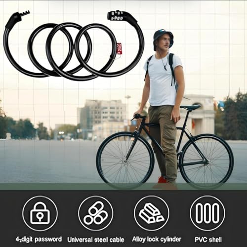 Image of NSXEEN Heavy-Duty 4-Digit Combination Cable Lock for Bike, Gate, Helmet, Luggage & Multipurpose Security | Anti-Theft Steel Wire Lock with Resettable Password & PVC Coating | 1.2M Strong Cable Lock