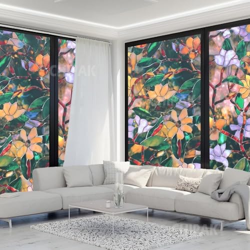 Image of CHIPAK Premium Vinyl Privacy Stained Window Glass Film (24x36 Inch) - Self-Adhesive Decorative Sticker Opaque Sheet Tint Wallpaper for Glass Cover Window, Door, Office, Home.| Anti-UV. Green Patti