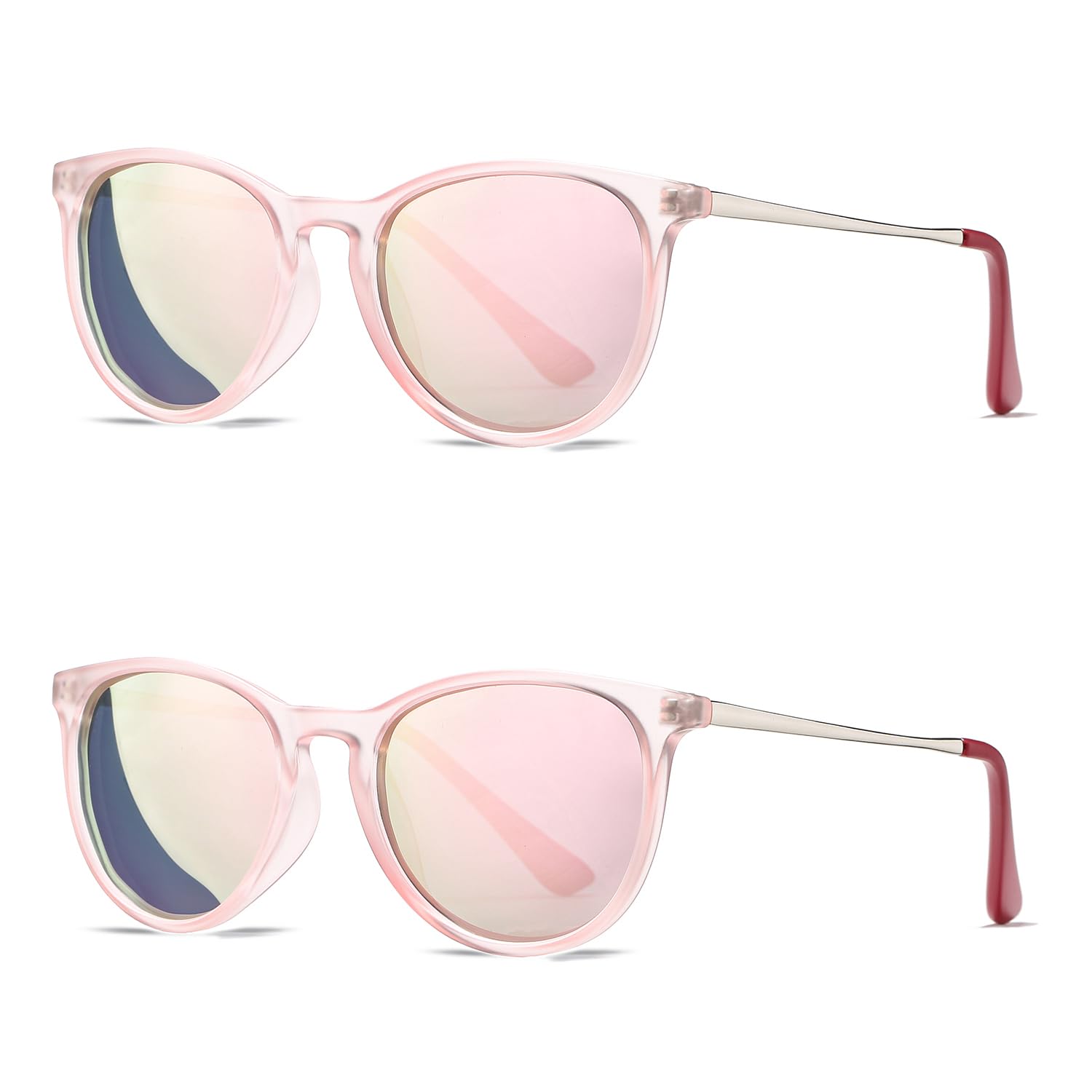 Photo 1 of HJSTES Polarized Kids Sunglasses for Girls Boys, 100% UV Protection for Children Sun Glasses, 50MM(Pink Frame/Pink Mirrored X 2)