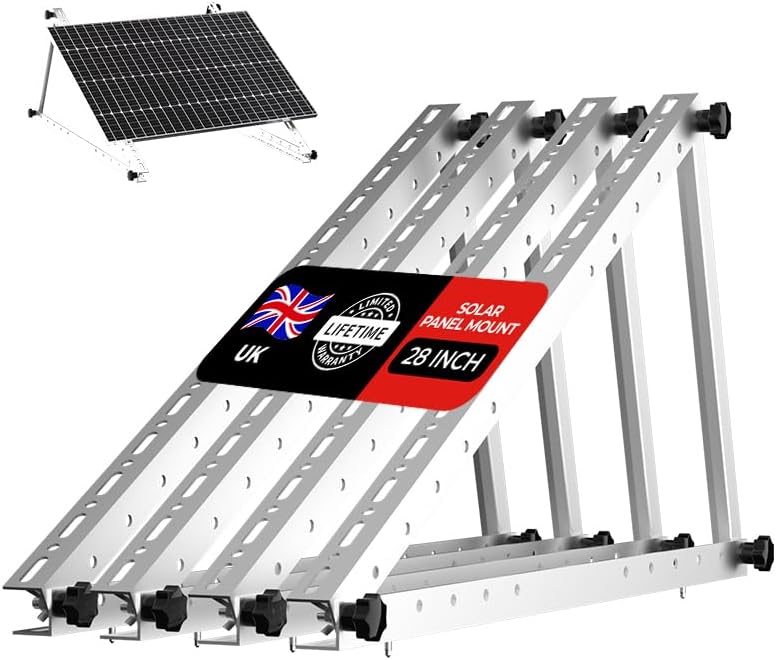 Solar Panel Brackets, 22 Inch Adjustable Solar Panel Mounting Brackets with Foldable Tilt Legs, Aluminum Solar Panel Kit, Suitable for 100W for Roof, RV, Boat, and Off-Grid (28inch 2 Set)