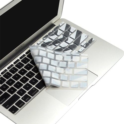 TOP CASE White Chevron Series Zig-Zag Silicone Keyboard Cover Skin Compatible with MacBook Air 11" + TOP CASE Mouse Pad (MacBook Air 11", Gray and White)