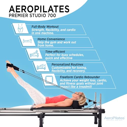 AeroPilates Pilates Reformer Machine, Gym Equipment for Resistance Workout, Strength & Fitness Training - Foldable & Compact, Premier Studio 700 - Thumbnail 2