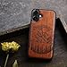 Carveit Magnetic Wooden Case for iPhone 17 Case, Wood Artisan Engraved & Black Soft TPU Shockproof Cover, Compatible with MagSafe Wireless Chargers (Alpine Lakes) Rosy