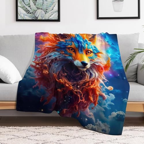 Manta de franela para sofá de zorro, textil suave y cálido en tamaño grande de 150 x 200 cm 3