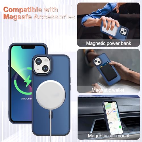 Image of YENAPOON for iPhone 14 Plus Case, Matte Magnetic Phone Case, Navy Blue