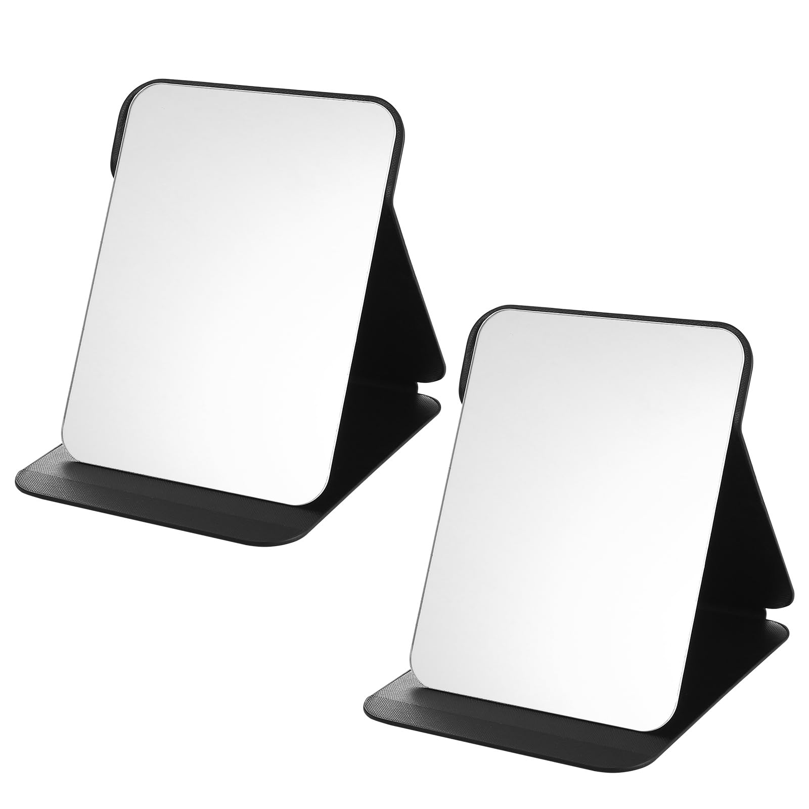 2 Pcs Portable Tabletop Mirrors, Compact Folding Mirror, Small Travel Makeup Mirrors, HD PU Leather Foldable Free Standing Vanity Mirror for Shaving Make Up Office Desktop Table Camping(21.5 x 15.5 cm