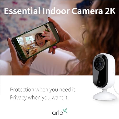 Image of Arlo Essential Security Camera 2K | Indoor Only| 2nd Gen | Baby Monitor & Pet Camera | Wireless with Spotlight, White, 2 Cameras (Renewed)