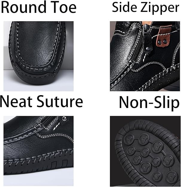 Mens Casual Leather Shoes Comfortable Soft Lightweight Breathable Handmade Slip On Lace-Up Walking Driving Shoes3
