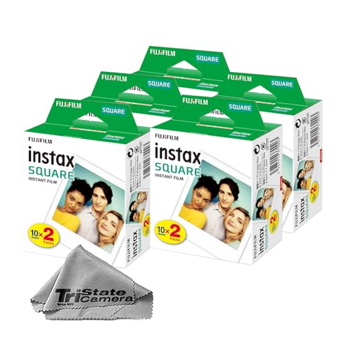 Image of Fujifilm Instax Square Instant Film (100 Sheets) + TSC Microfiber Cleaning Cloth – for SQ1, SQ6, SQ10, SQ20 & Square Link Printers