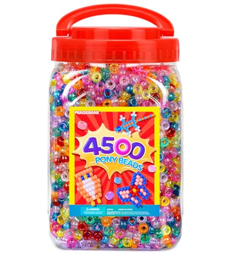 Praisebank Pony Beads 4500pcs 6x9mm Wholesale Beads Bracelets Jewelry Making Arts & Crafts(Glitter)