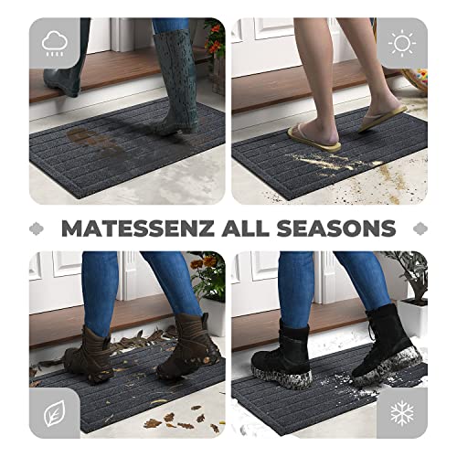 Matessenz Front Door Mat 2 Pack, Non-Slip Entryway Rug, Resist Dirt Hello Welcome Mat For Shoes Scraper, Low Profile Outdoor Indoor Doormat, Durable For Garage, High Traffic Area(17X30'',Grey) #TOP3