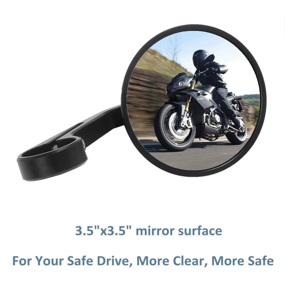 Specchietto Retrovisore Per Moto Nero 7/8" Rotondo CNC Racer Parts Laterale Per Motocicletta Bar End