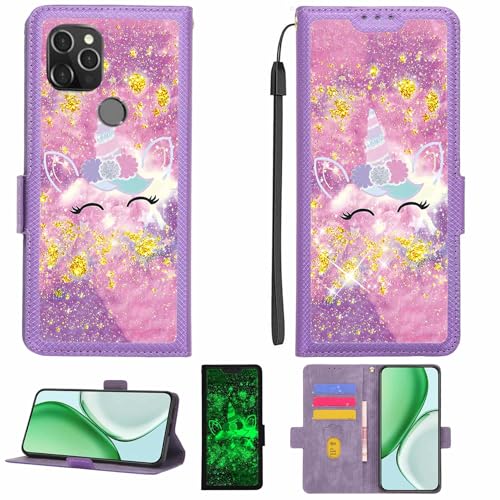 Kinetijy - Kinetijy Case Compatible for iBRIT Diamond Pro Max Phone Case Flip Cover [with Tempered Glass Screen Protector][RFID Blocking][Gold Glitter+Luminous] LPT-DJS