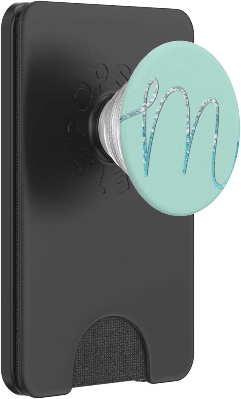 Light Blue Initial Letter-M On Green Mint PopSockets PopGrip for MagSafe