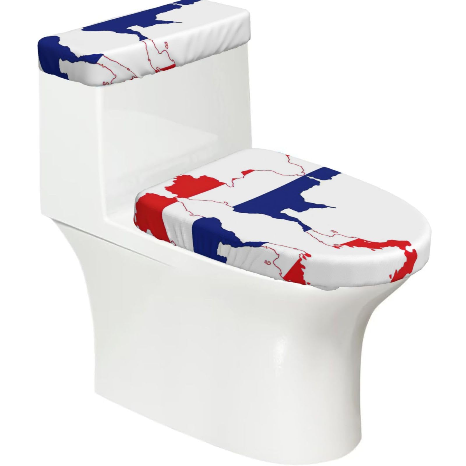 Thailand Flag Map Printed Toilet Tank and Lid Cover Set of 2 for Most Bathrooms, Fits Elongated Round Toilets