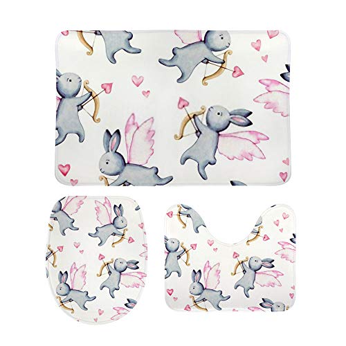 Ensemble tapis de bain piédestal souris en velours corail antidérapant - 2
