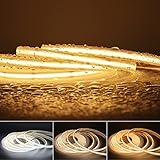 MALIIGAZA IP68 Waterproof COB LED Strip Light, 16.4FT 12V 3000K 480 LEDs/m CRI>90, Flexible Cuttable Tape Light for Outdoor Bathroom Swimming Pool Decoration (No Power Supply)