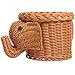 Cabilock Rattan Storage Basket Woven Wicker Organizer Cute Rabbit Shape Vegetable Food Snack Basket Decorative Bin Gift Art Home Decor Light Brown