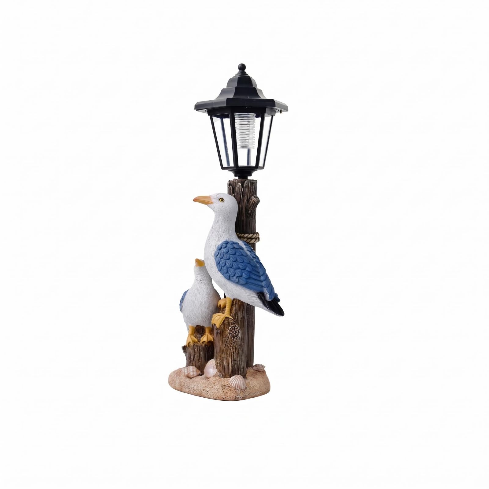 Warm Radiance Solar Garden Lantern Resin-Style Outdoor Solar Lantern for Yard, Balcony, Seagull-image-43