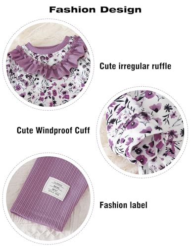 Baby Girl Clothes Toddler Fall Winter Outfit Infant Ruffle Long Sleeve Sweatshirt Floral Legging 2PCS Pants Set4