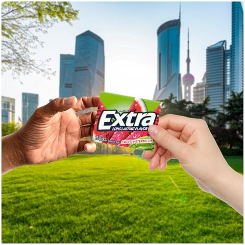 EXTRA Gum Sweet Watermelon Sugarfree, Bulk, Individually Wrapped, Long-Lasting Juicy Watermelon Flavor, Perfect for Fresh Breath at School, Work, and Travel 15 Count, Pack of 10