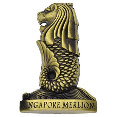 Towashine 3D Singapore Merlion Fridge Magnet Resin Refrigerator Magnets Souvenir Gift Bronze Cover