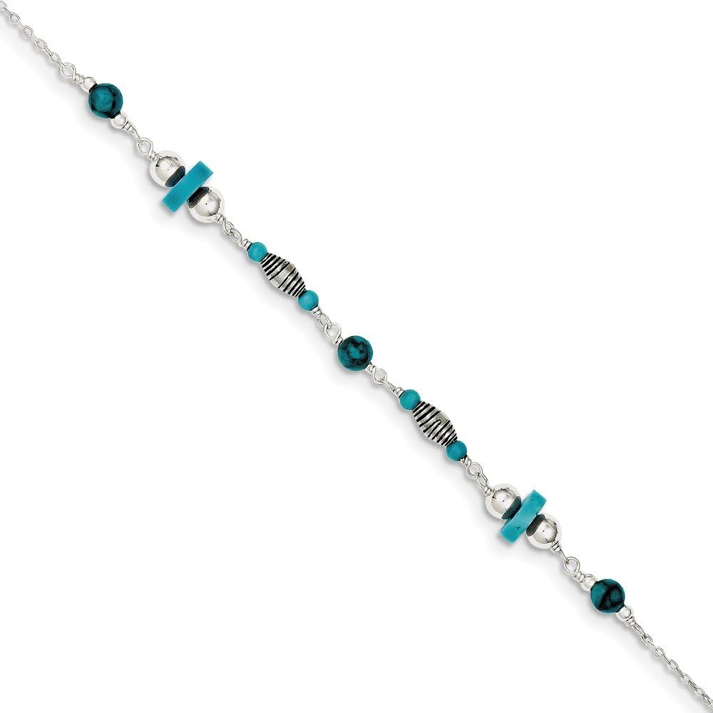 Solid 925 Sterling Silver Turquoise Anklet Bracelet